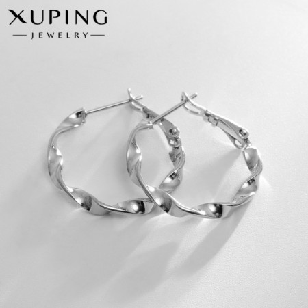 Cooping earrings Xuping Testament, color silver, d = 2.5 cm