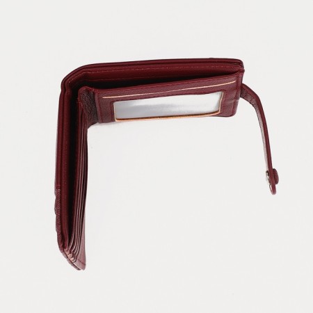 Women's wallet on the button, burgundy color-3