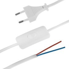 Network cord with switch for sconces, 1.5 m, SHVVP 2 x 0.5 mm2, white