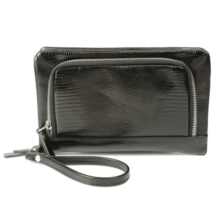 Male clutch, hand strap, black lizard