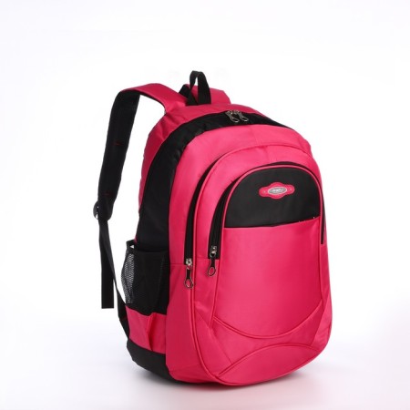 School backpack from textiles on lightning, 4 pockets, pink color-2