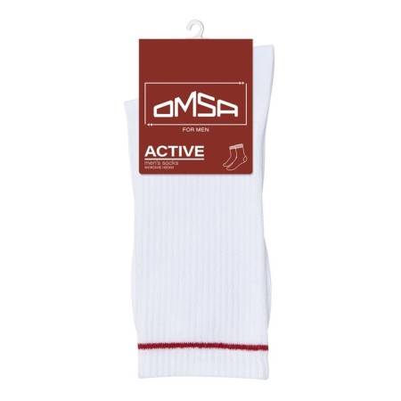 Men's socks with a high elastic band Omsa Active, size 42-44, Bianco color, Rosso