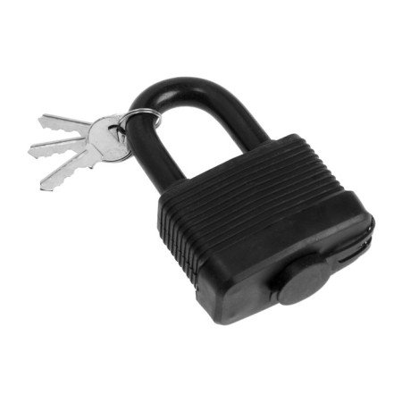 Castle with a hinged lockland, 65 mm, moisture -proof, short handle, 2 keys, black color-1