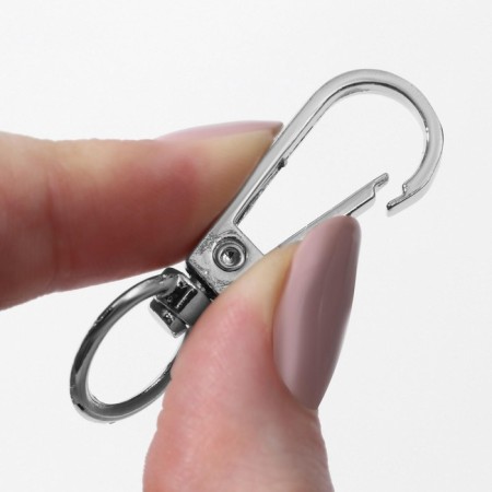Metal carbine, 48 × 18 mm / 13 × 2.2 mm, 5 pcs, silver color-2