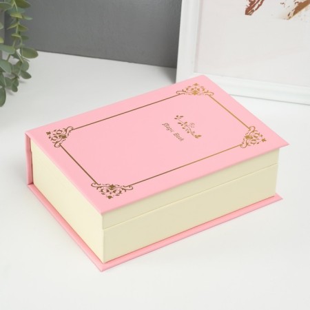 Casket to the leatherette for jewelry "Magic Book" Pink 15.5x21.5x7 cm-1