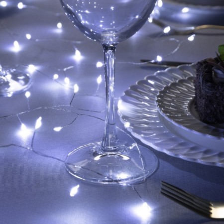 Garland "Mishura" 10 m Rosa, IP20, silver thread, 200 LED, white glow, 12 V-1