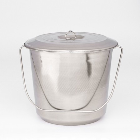A bucket with a lid, 12 l, a measured scale, stainless steel