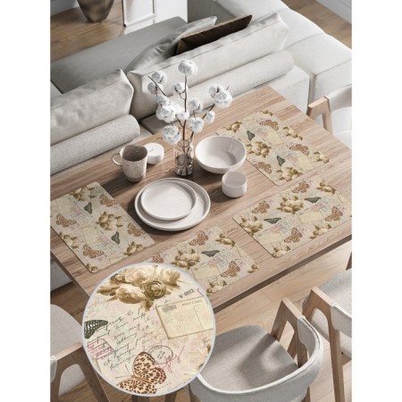 A set of napkins for setting the table “Letter from the past”, rectangular, rounded edges, size 30x46 cm, 4 pcs-1