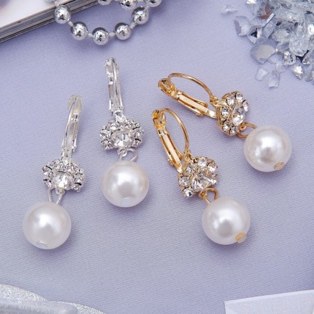 Earrings with pearls "grace" flowers with bead, color mix