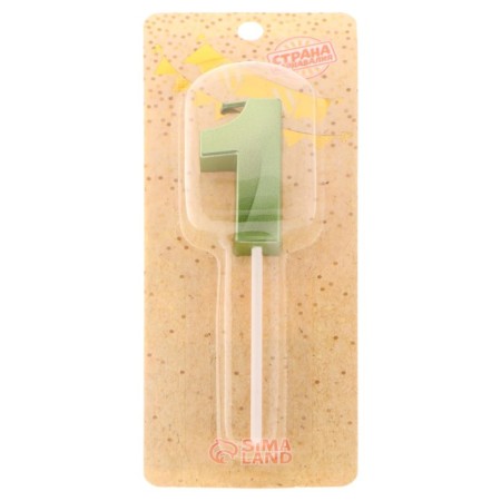 Candle in the cake on the skewer "Fine", the number "1", the emerald, 5 cm-6