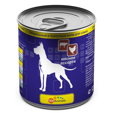 Canned goods Vitanimals for dogs, meat assorted, 750 g.