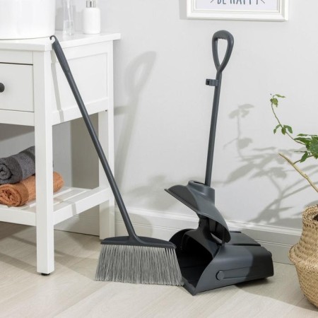 Brush for the floor with a scoop-trap, with a lid, the color is gray-3