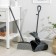Brush for the floor with a scoop-trap, with a lid, the color is gray