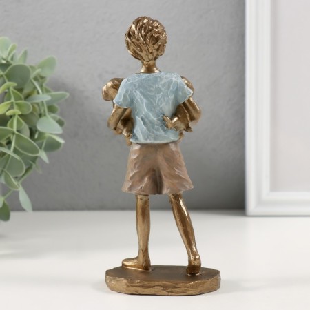 Souvenir Polystone "A boy with his favorites - puppies" 7.5x4.5x16.5 cm-2
