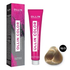 Cream-color hair Permanent Ollin Professional Color, tone 10/03 Light blond transparent-golden, 100 ml