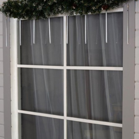 Garland "icicles" 2.5 × 0.3 m, IP65, transparent thread, 192 LED, white glow with a drain effect, 12 V effect-1