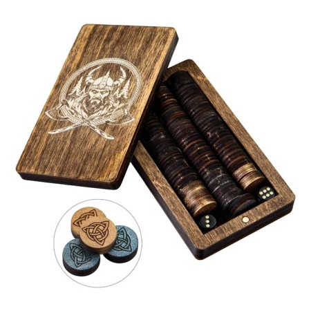 Wooden backgammon + Partschch (Ludo), board game, 37 x 37 cm-5