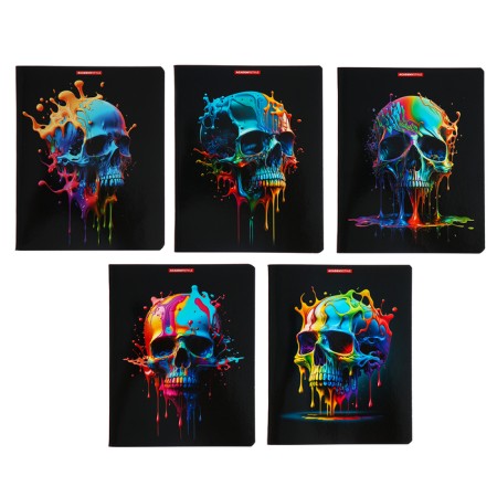 Notebook of 48 sheets in the cage "Bright Skulls", cover coated cardboard, UV-lak, mix