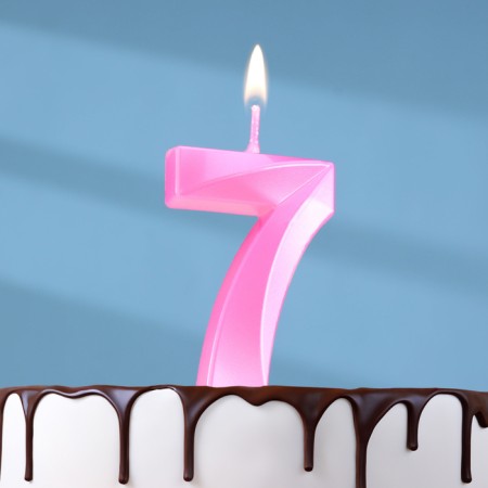 Candle in the cake on the skewer "Fine", the number "7", 5 cm, pink