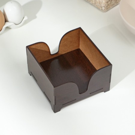 Wooden napkin "Mokko", without engraving, with napkins, chocolate color-2