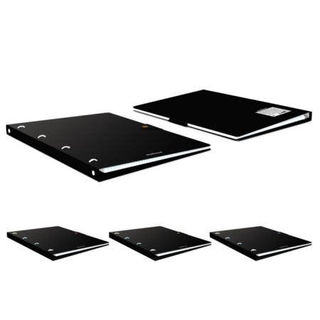 Notebook on A4 rings, 80 sheets in a cage, Erichkrause Accent, with a plastic cover on a button, an offset block, mix-7
