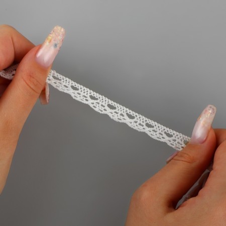 Knitted braid, elastic band, 12 mm, 9 ± 0.5 m, white color-2
