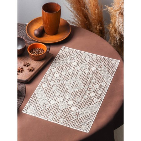 Openwork napkin for the table “Tenderness. Rombs ", 45 × 30 cm, beige color-1