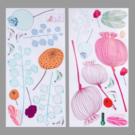 Sticking plastic interior color "Drawn flowers" 30x60 cm set 2 sheets-1