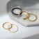 Ring set 5 pieces "perfect fingers" sophistication, white color in black and golden metal