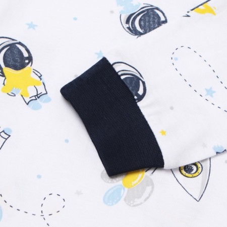 Pajamas for a boy (longshit/pants), white color/astronauts, height 92 cm-2