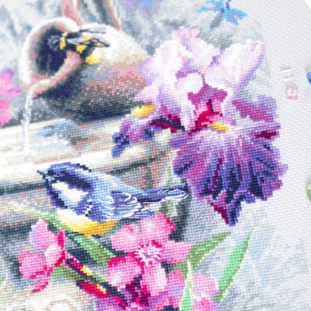 Set for embroidery "Tits by the Fountain" 28 x 38-7