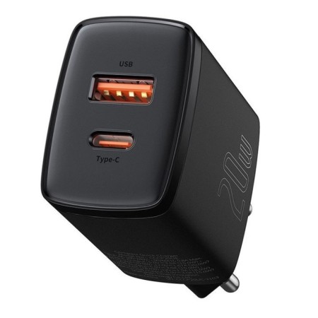 Charger Baseus Compact Quick Charm USB+Type-C, 3A, 20W, Black-1