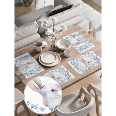 A set of napkins for setting the table "Flower rabbit", rectangular, rounded edges, size 30x46 cm, 4 pcs-1