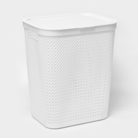 Besnaya basket with a pirula lid, 55 l, 42 × 34 × 54 cm, white color
