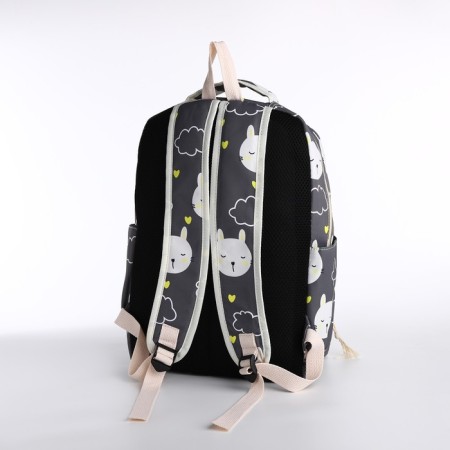 A backpack with a zipper, bag, cosmetic bag, gray color-5