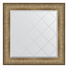 Mirror with engraving in the baguette frame, vignette antique bronze 109 mm, 90x90 cm