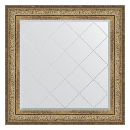 Mirror with engraving in the baguette frame, vignette antique bronze 109 mm, 90x90 cm