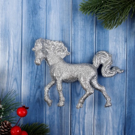 Christmas tree decoration "Graceful horse" 10x14 cm, silver