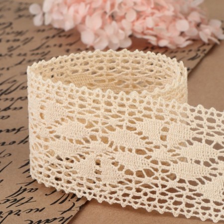 Knitted lace, 60 mm × 10 ± 1 m, beige color-2