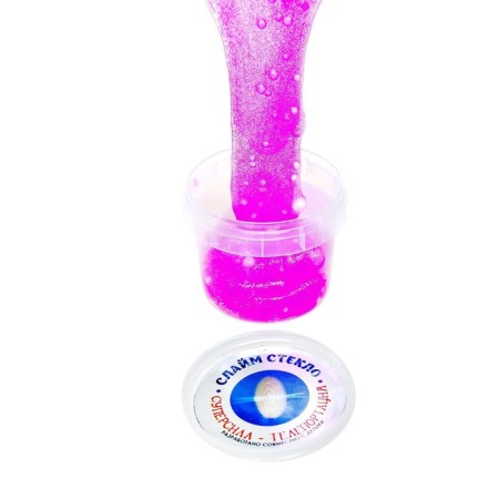 Slime "Glass" with raspberry sparkles, and balls, 90 g-1