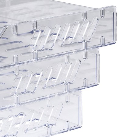 A set of horizontal paper trays with wide loading, City, 3 pcs., On metal rods, transparent-5