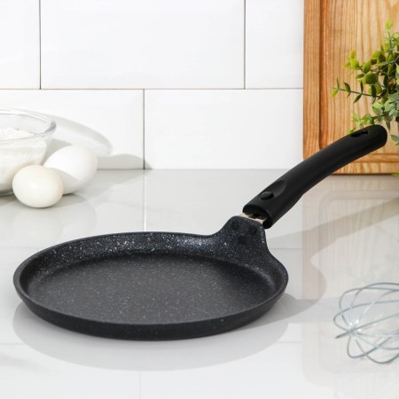 Pancake pan, d = 22 cm, plastic handle, anti -stick coating, dark marble color