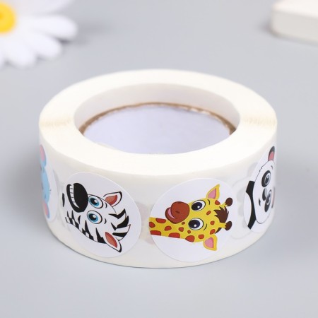 Sticker Paper "Wild animals - emotions" d = 2.5 cm 500 pcs in a roll 3x6.5x6.5 cm-2