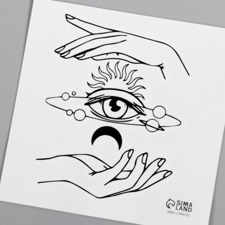 Tattoo on the body Black "Esoteric. Third Eye" 6x6 cm-5