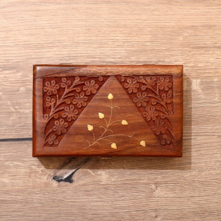 Casket "leaves" wood 20x13x6 cm-2