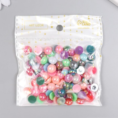 Decor for creativity Plastic "Half -Pester -Mesh Color mother pearl" set of 100 pcs 1x1x0.4 cm mix-3
