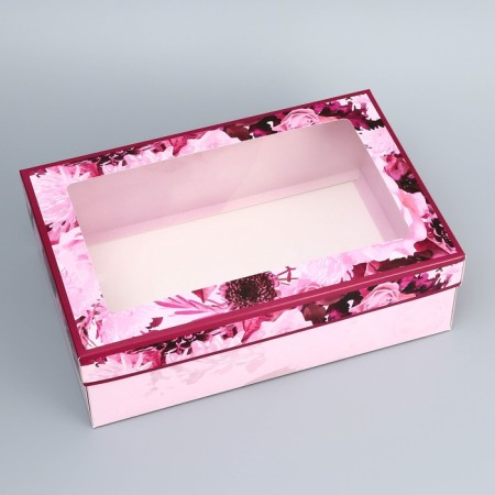 The box is folding, the lid is, "flowers", 30 x 20 x 9 cm with a window-2