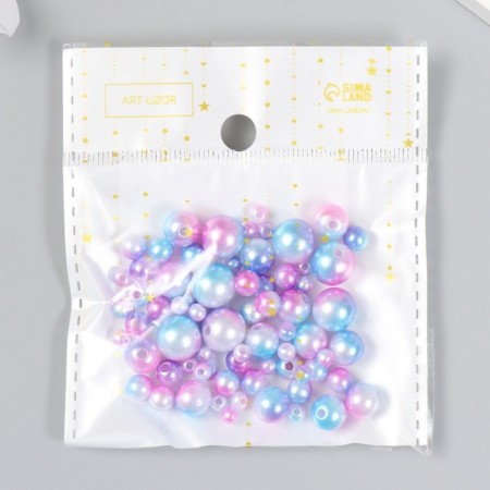 Beads for creativity plastic "Round. Gradient. Blue mermaid" d = 3-8 mm, set 10 grams-3
