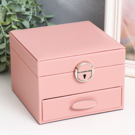Casket to the leatherette for jewelry "Sugar cotton wool" 16x16x11.8 cm