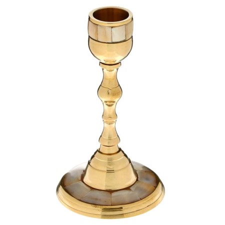 Summary with mother -of -pearl "imagination" per 1 candle, brass 7.5x7.5x13.5 cm-4